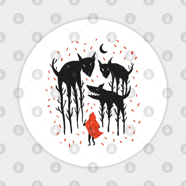 RED RIDING HOOD ILLUSTRATION Magnet by madeinchorley